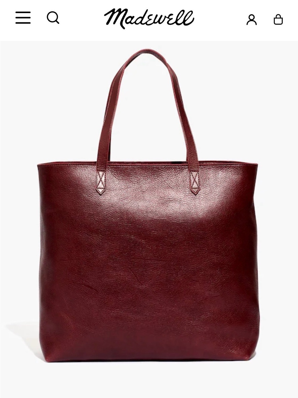 Madewell The Zip-Top Transport Tote in dark Cabernet.